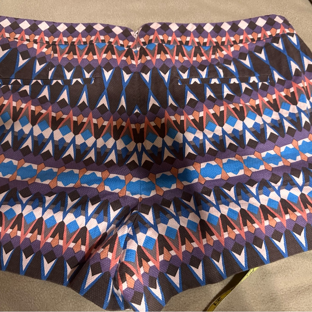 Size 12 - J. Crew High Waist Blue And Purple Geometric Shorts